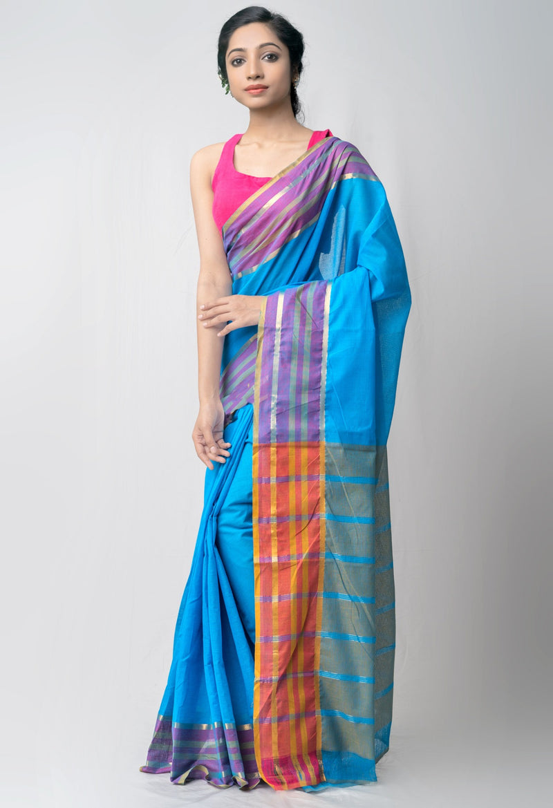 Online Shopping for Blue Pure Pavani Mangalagiri Cotton Saree with Weaving from Andhra Pradesh at Unnatisilks.comIndia
