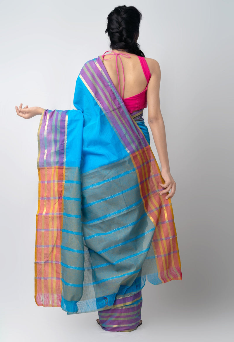 Online Shopping for Blue Pure Pavani Mangalagiri Cotton Saree with Weaving from Andhra Pradesh at Unnatisilks.comIndia
