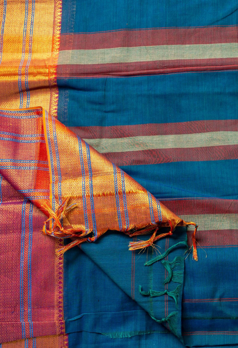 Online Shopping for Blue-Green Pure Handloom Pavani Narayanpet Cotton Saree with Weaving from Andhra Pradesh at Unnatisilks.comIndia
