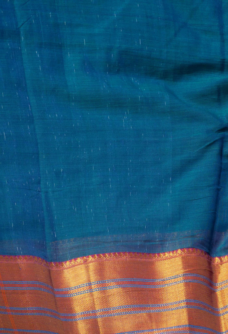 Blue-Green Pure Handloom Pavani Narayanpet Cotton Saree