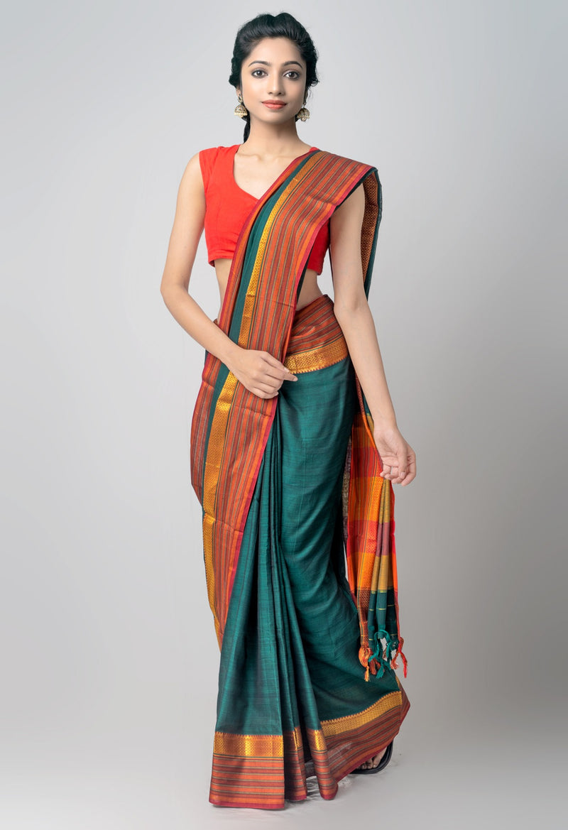 Green Pure Handloom Pavani Narayanpet Cotton Saree