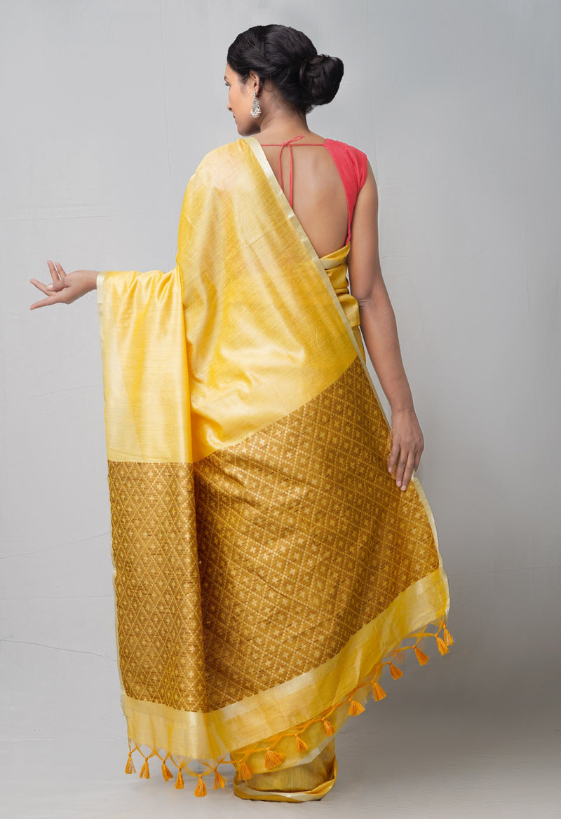 Online Shopping for Yellow  Kanjivaram Silk Cotton Saree with Weaving from Tamilnadu at Unnatisilks.comIndia
