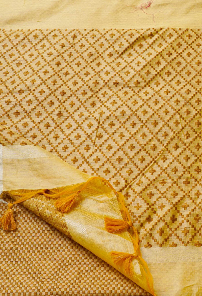 Yellow  Kanjivaram Silk Cotton Saree-UNM60216