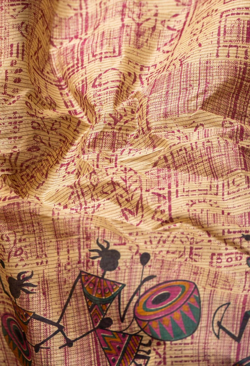 Online Shopping for Brown Pure Krisha Cotton Saree with Hand Block Prints from Rajasthan at Unnatisilks.comIndia
