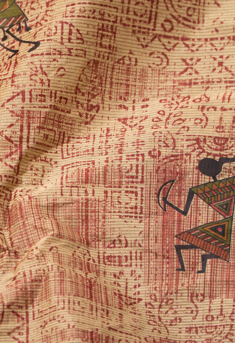 Online Shopping for Brown Pure Krisha Cotton Saree with Hand Block Prints from Rajasthan at Unnatisilks.comIndia
