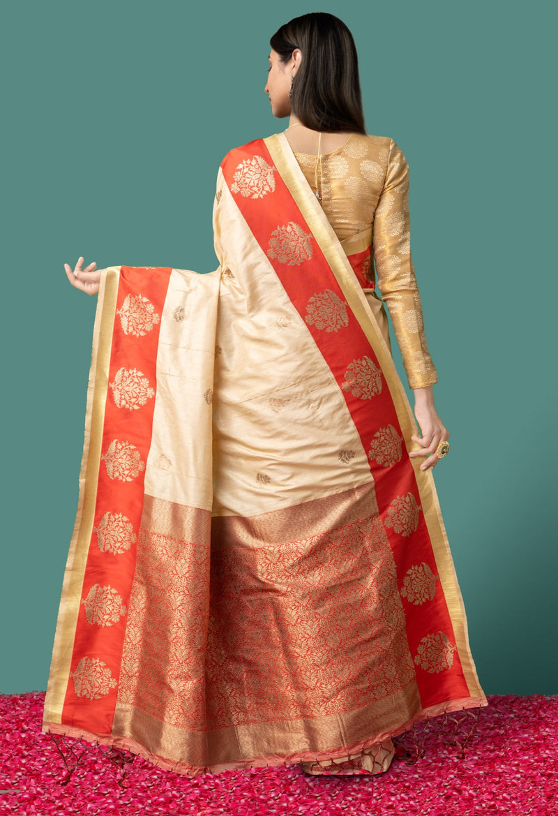 Online Shopping for Brown  Arani Kanjivaram Silk Cotton Saree with Banarasi /Brocade from Uttar Pradesh at Unnatisilks.comIndia
