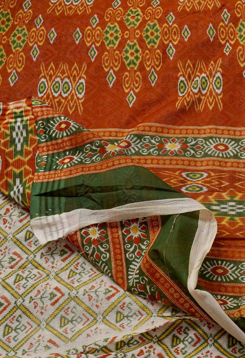 Online Shopping for Ivory Pure Krisha Cotton Saree with Hand Block Prints from Rajasthan at Unnatisilks.comIndia
