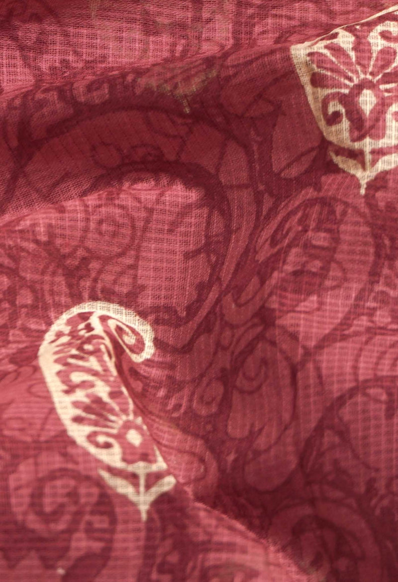 Burgundy Pure Krisha Cotton Saree