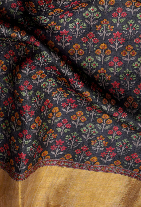Blue Pure Handloom Bengal Tussar Silk Saree