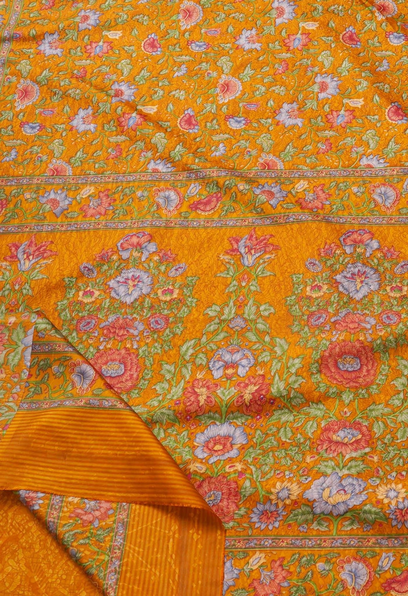 Online Shopping for Yellow  Block Printed Mysore Soft Silk Saree with Hand Block Prints from Karnataka at Unnatisilks.comIndia
