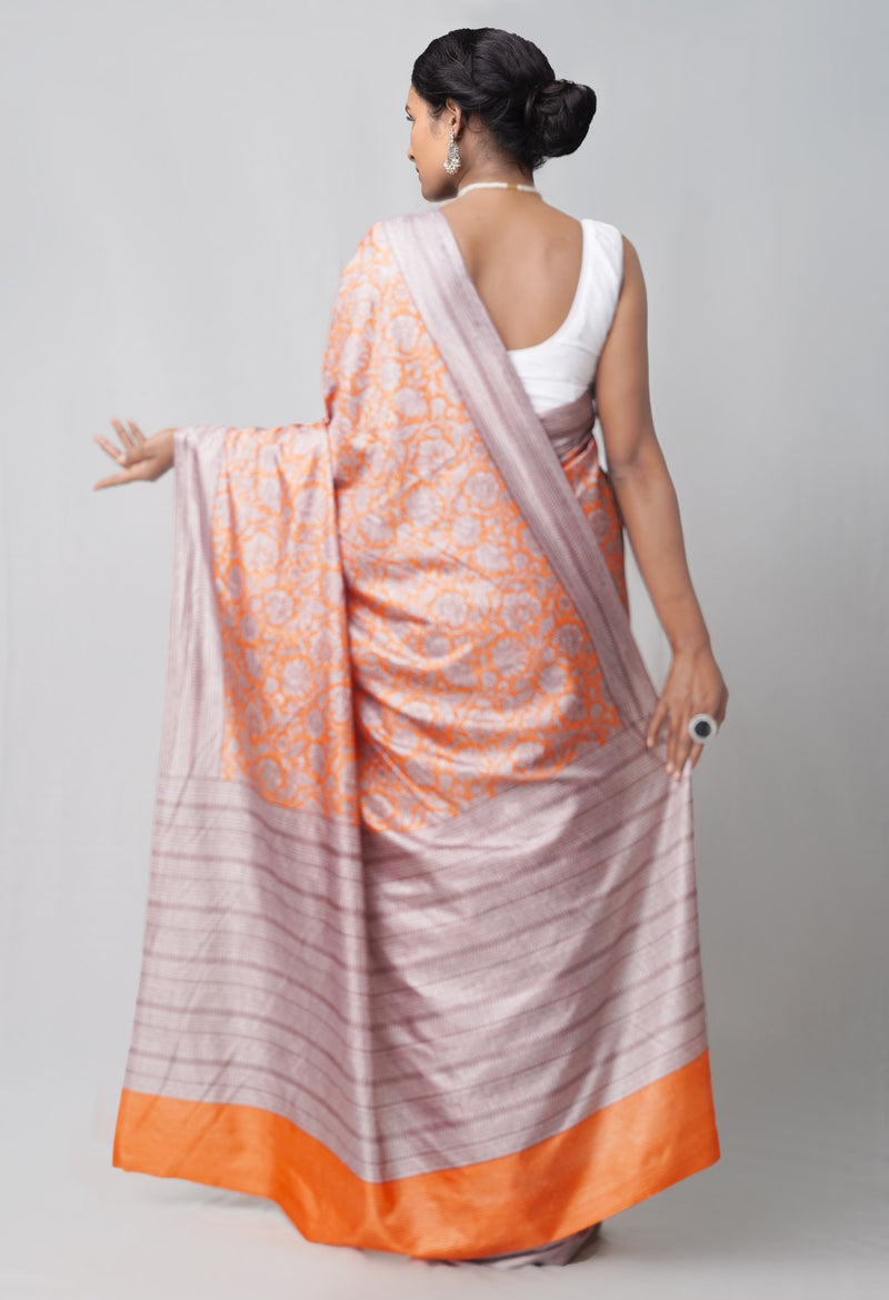 Online Shopping for Red  Block Printed Mysore Soft Silk Saree with Hand Block Prints from Karnataka at Unnatisilks.comIndia

