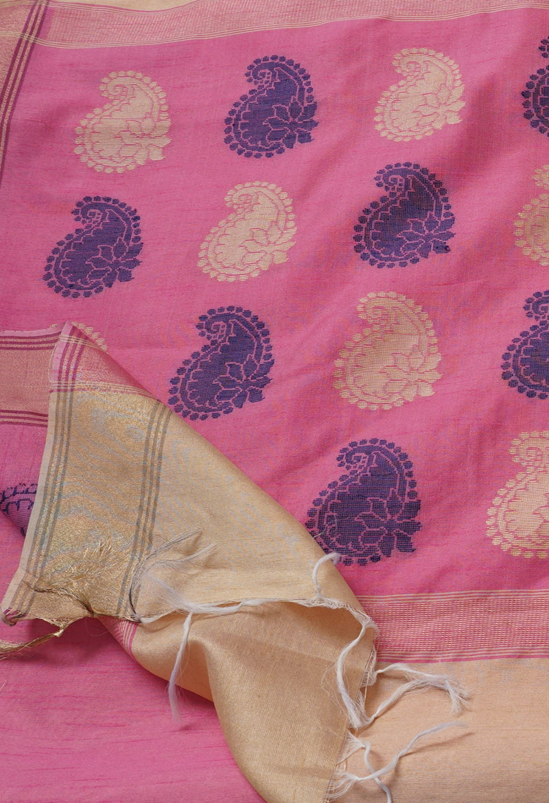 Online Shopping for Brown  Bengal Linen Saree with Weaving from West Bengal at Unnatisilks.comIndia
