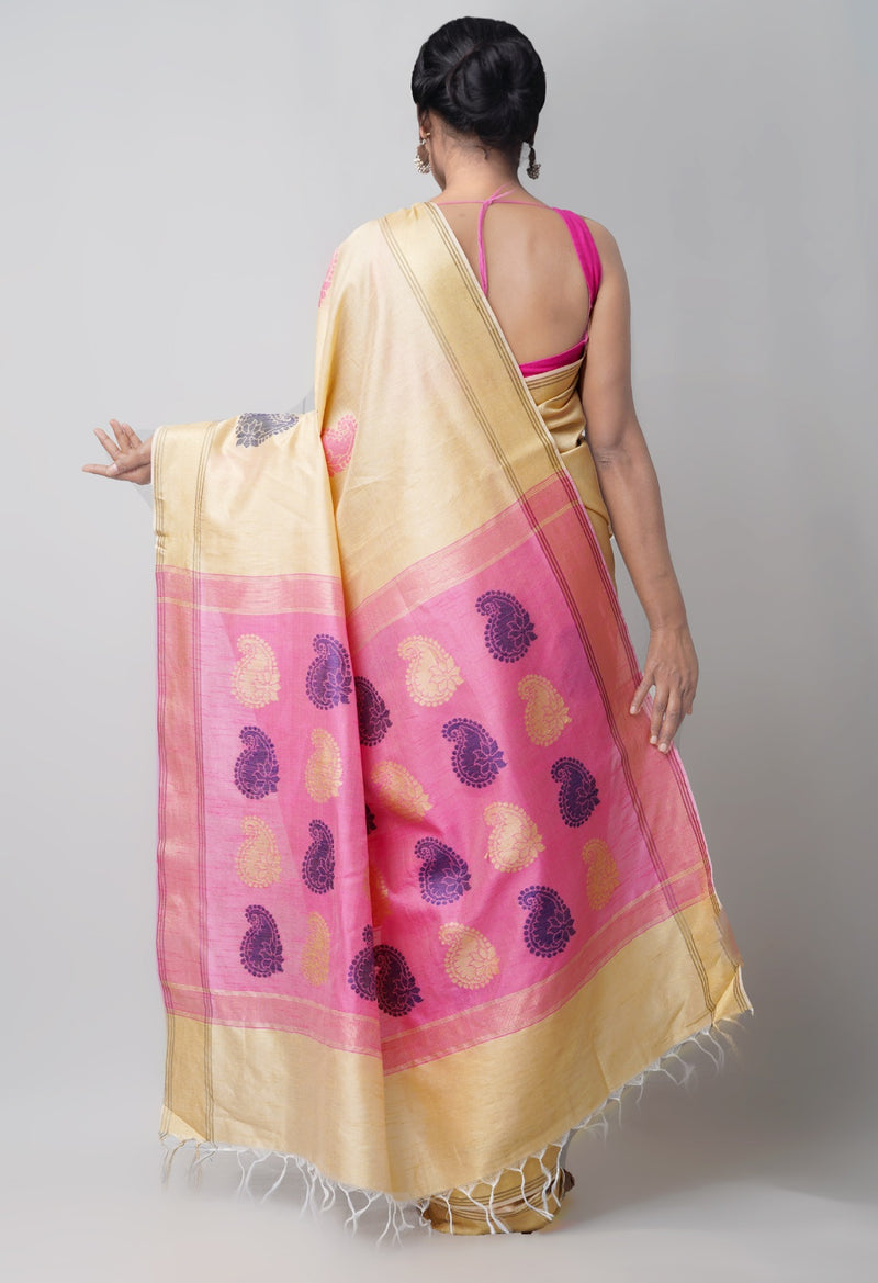 Online Shopping for Brown  Bengal Linen Saree with Weaving from West Bengal at Unnatisilks.comIndia
