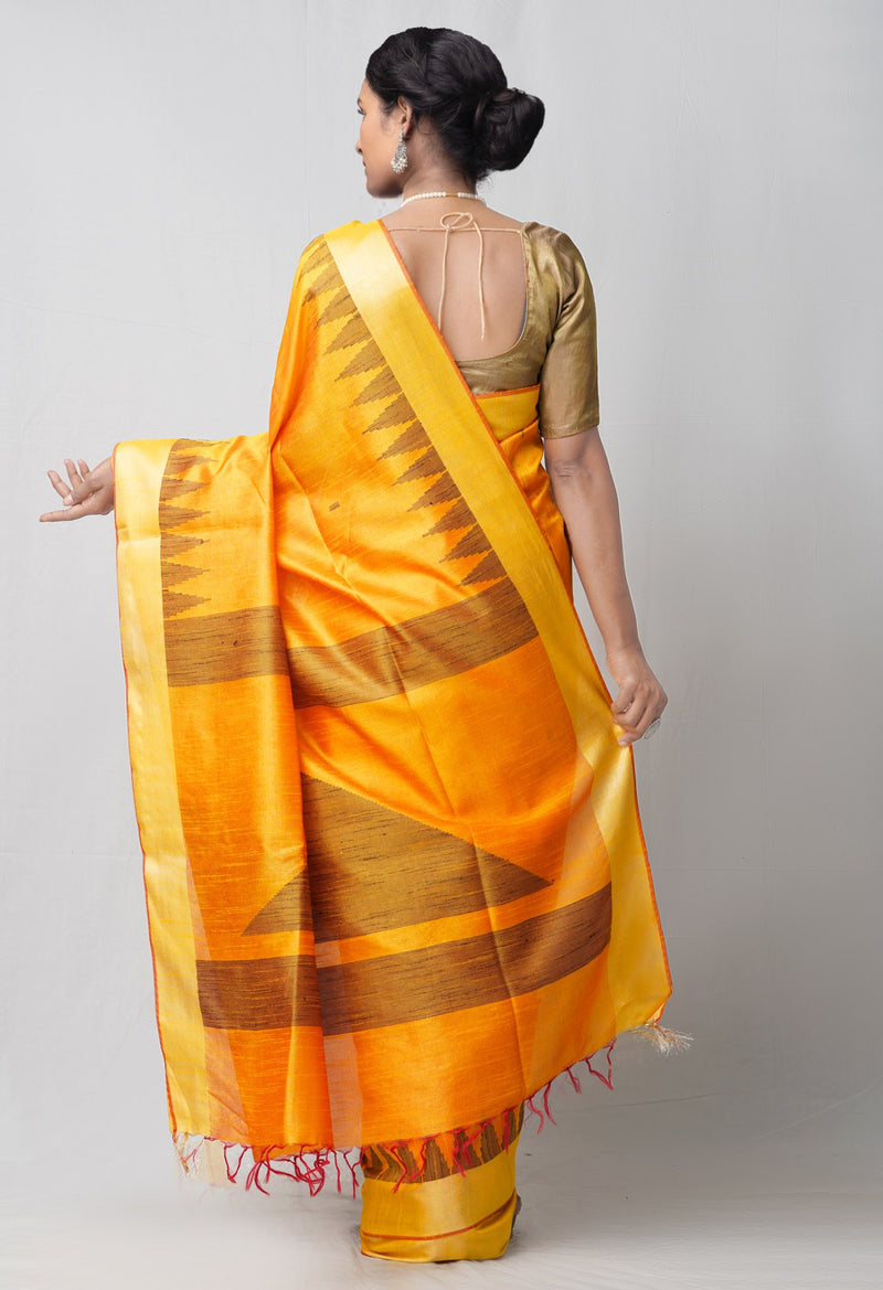Online Shopping for Orange  Bengal Linen Saree with Weaving from West Bengal at Unnatisilks.comIndia
