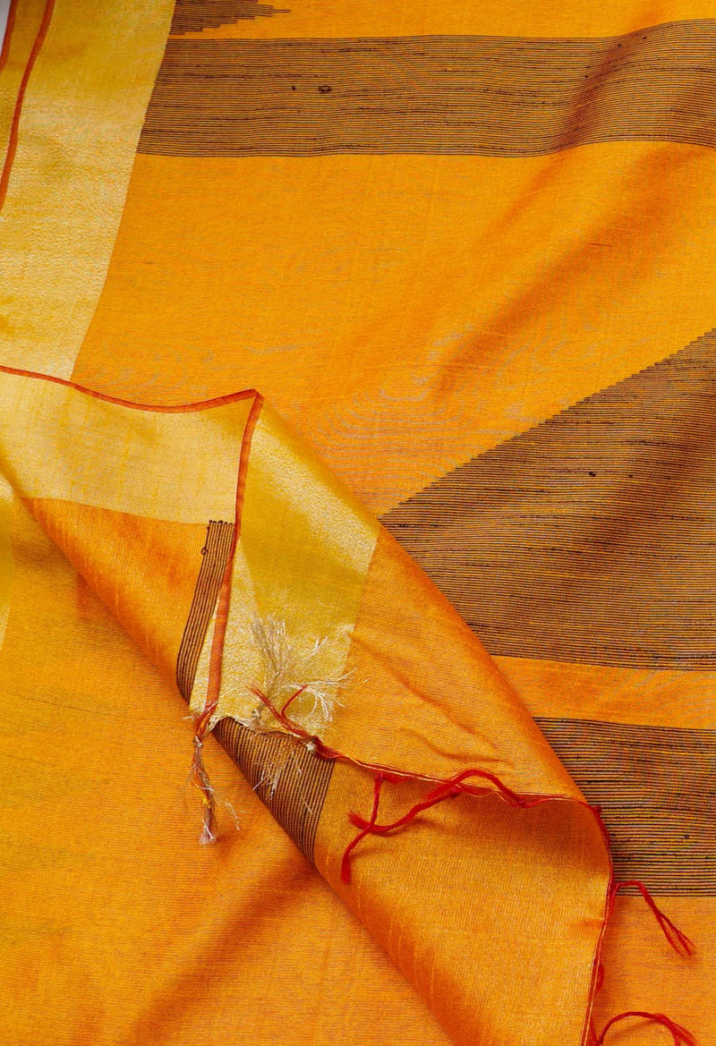Online Shopping for Orange  Bengal Linen Saree with Weaving from West Bengal at Unnatisilks.comIndia
