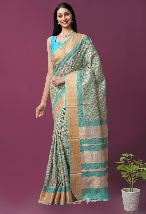 Brown Pure Handloom Ghicha Tussar Silk Saree