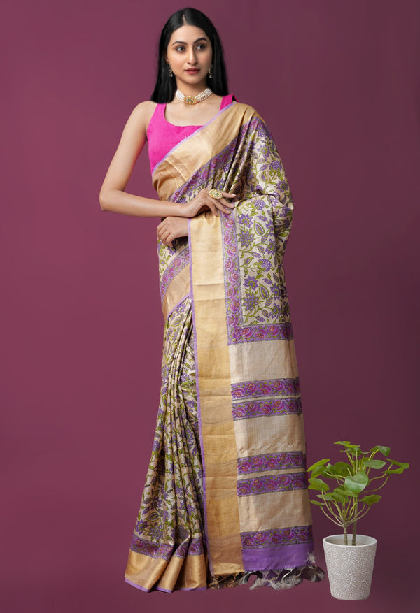 Online Shopping for Brown Pure Handloom Ghicha Tussar Silk Saree with Weaving from Andhra Pradesh at Unnatisilks.comIndia
