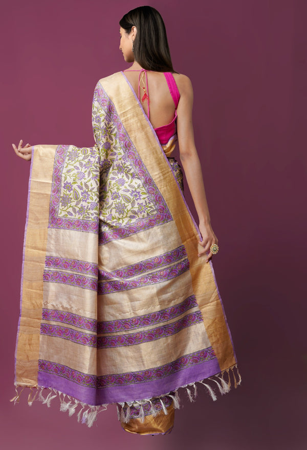 Online Shopping for Brown Pure Handloom Ghicha Tussar Silk Saree with Weaving from Andhra Pradesh at Unnatisilks.comIndia
