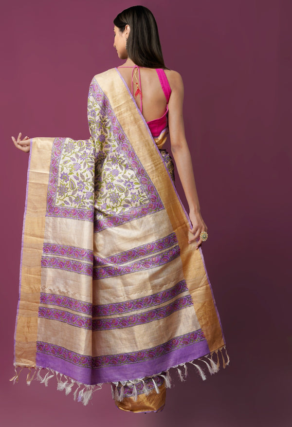 Online Shopping for Brown Pure Handloom Ghicha Tussar Silk Saree with Weaving from Andhra Pradesh at Unnatisilks.comIndia
