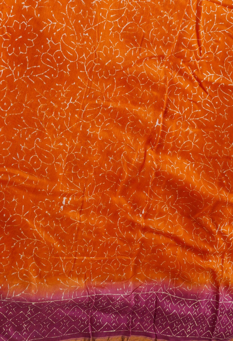 Online Shopping for Orange Pure Hand Block Printed Chanderi Sico Saree with Hand Block Prints from Chhattisgarh at Unnatisilks.comIndia

