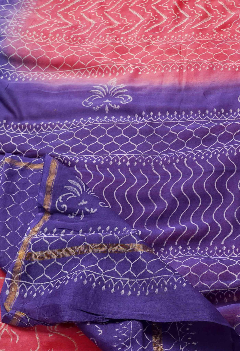 Online Shopping for Pink Pure Hand Block Printed Chanderi Sico Saree with Hand Block Prints from Chhattisgarh at Unnatisilks.comIndia
