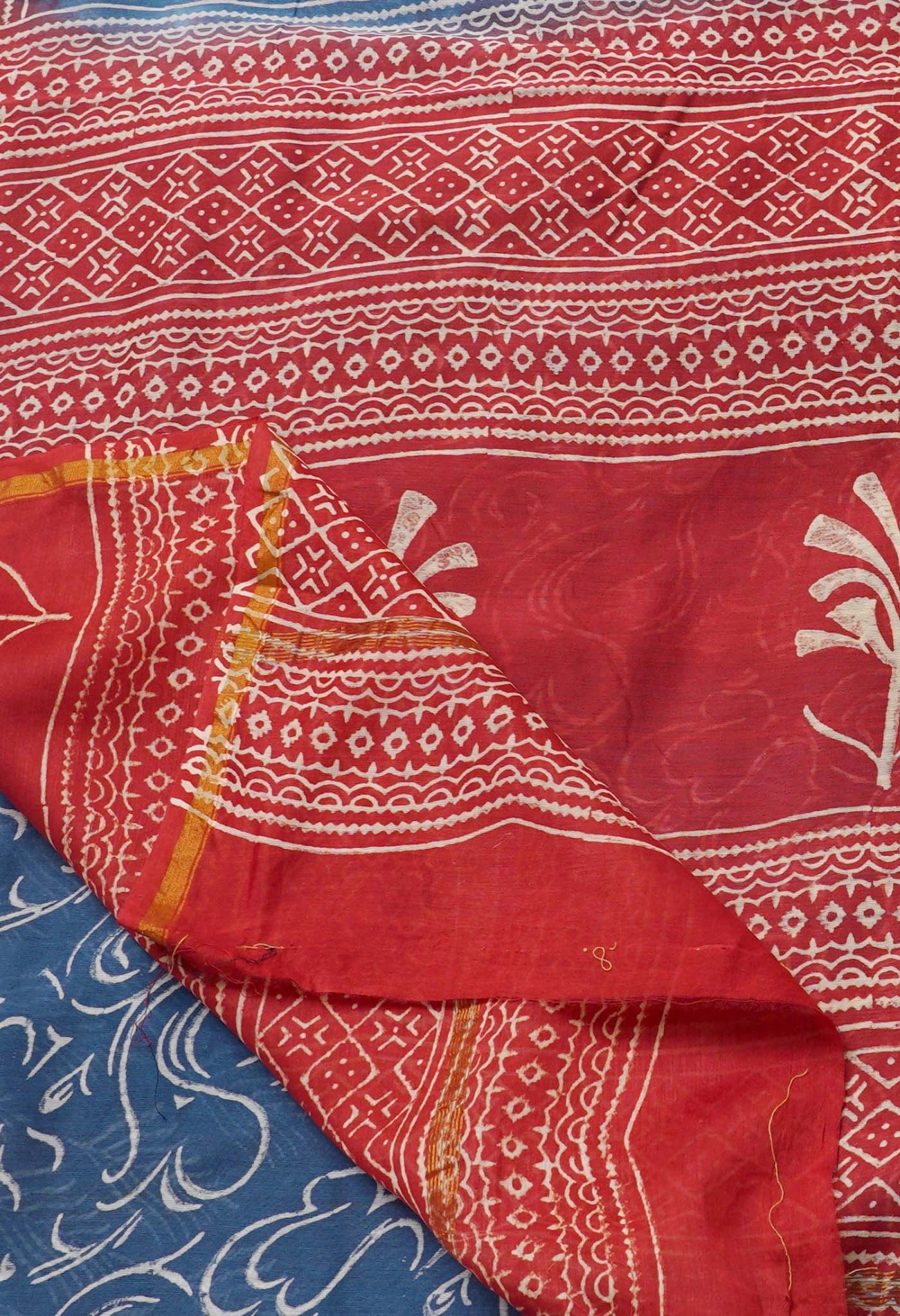 Online Shopping for Indigo Blue Pure Hand Block Printed Chanderi Sico Saree with Hand Block Prints from Chhattisgarh at Unnatisilks.comIndia
