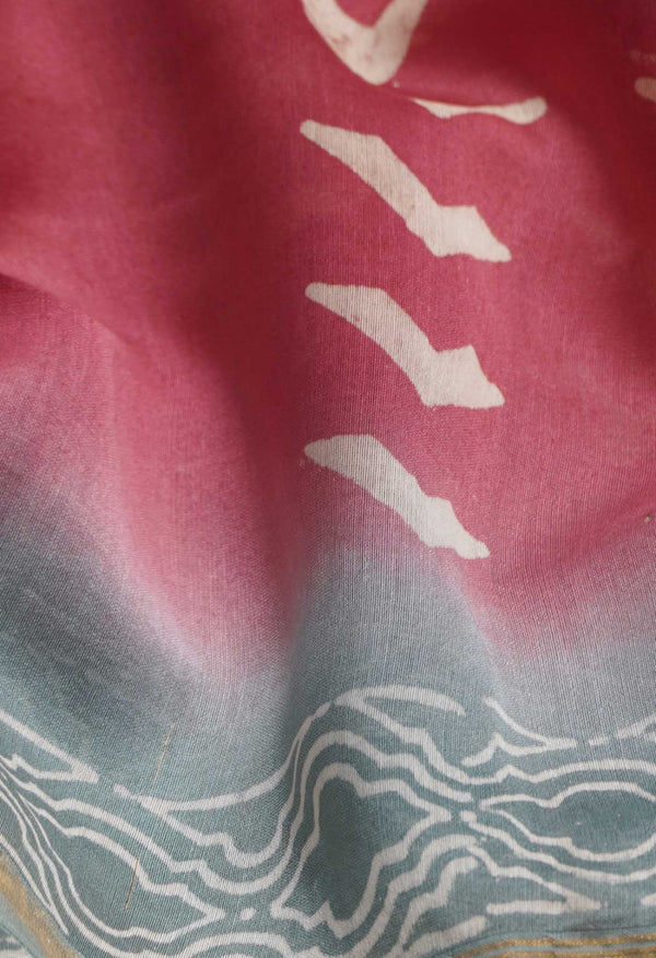 Maroon Pure Hand Block Printed Chanderi Sico Saree-unm60483