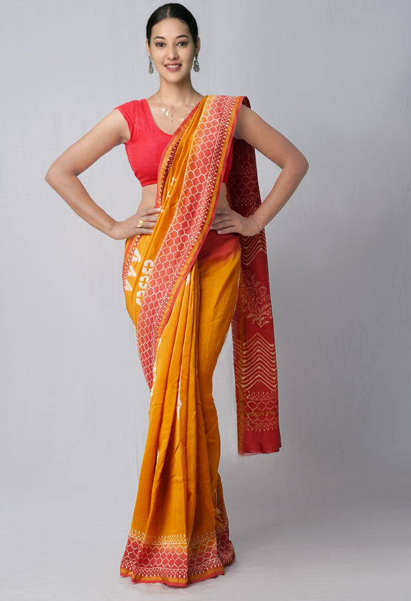 Online Shopping for Brown Pure Hand Block Printed Chanderi Sico Saree with Hand Block Prints from Chhattisgarh at Unnatisilks.comIndia
