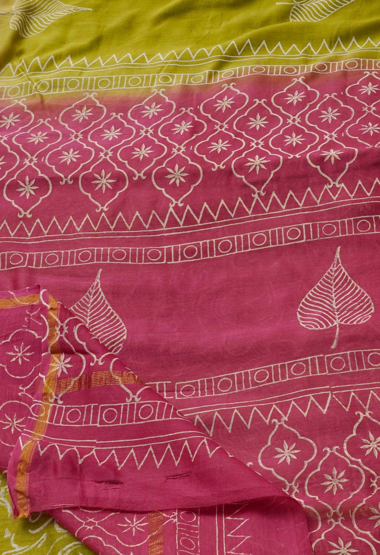 Online Shopping for Green Pure Hand Block Printed Chanderi Sico Saree with Hand Block Prints from Chhattisgarh at Unnatisilks.comIndia
