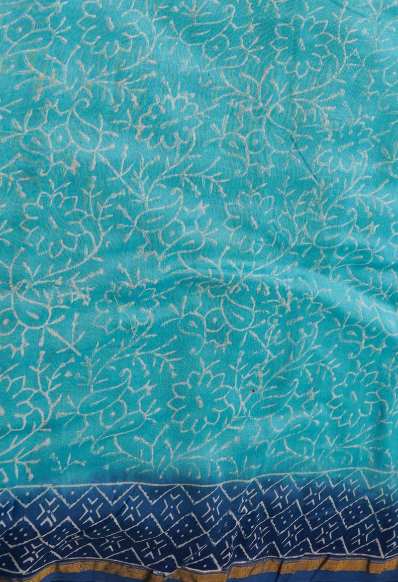 Online Shopping for Blue Pure Hand Block Printed Chanderi Sico Saree with Hand Block Prints from Chhattisgarh at Unnatisilks.comIndia
