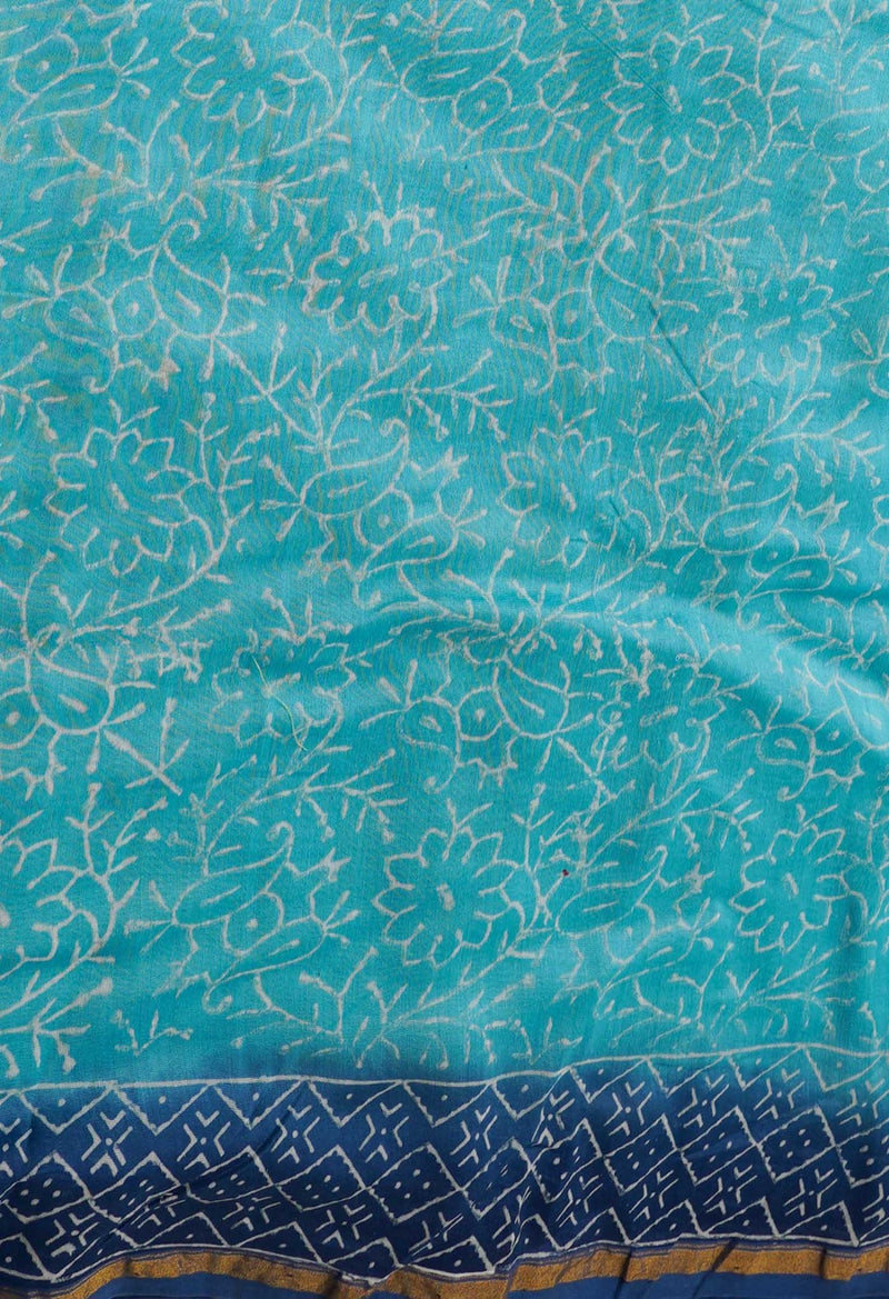 Online Shopping for Blue Pure Hand Block Printed Chanderi Sico Saree with Hand Block Prints from Chhattisgarh at Unnatisilks.comIndia
