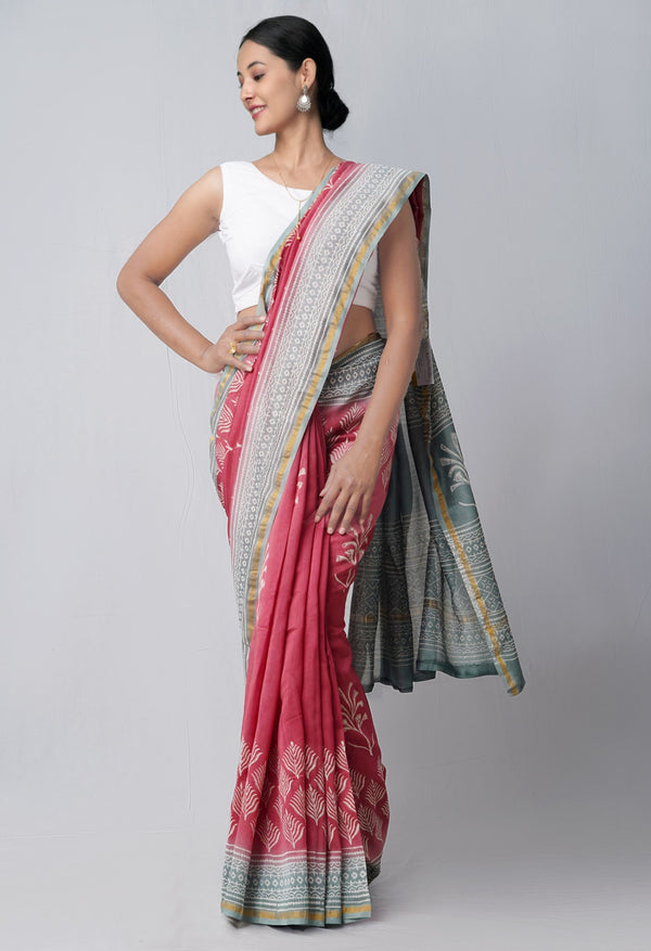 Online Shopping for Maroon Pure Hand Block Printed Chanderi Sico Saree with Hand Block Prints from Chhattisgarh at Unnatisilks.comIndia

