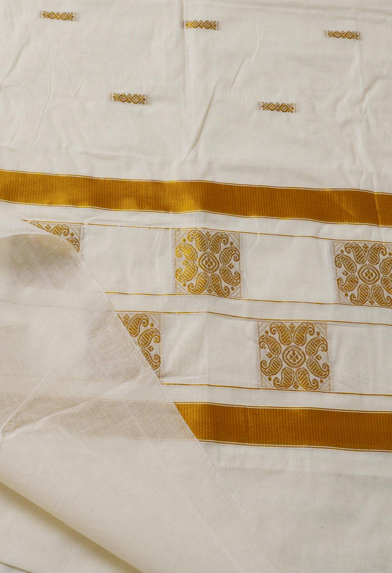 Ivory Pure Kerala Kasavu Cotton Saree