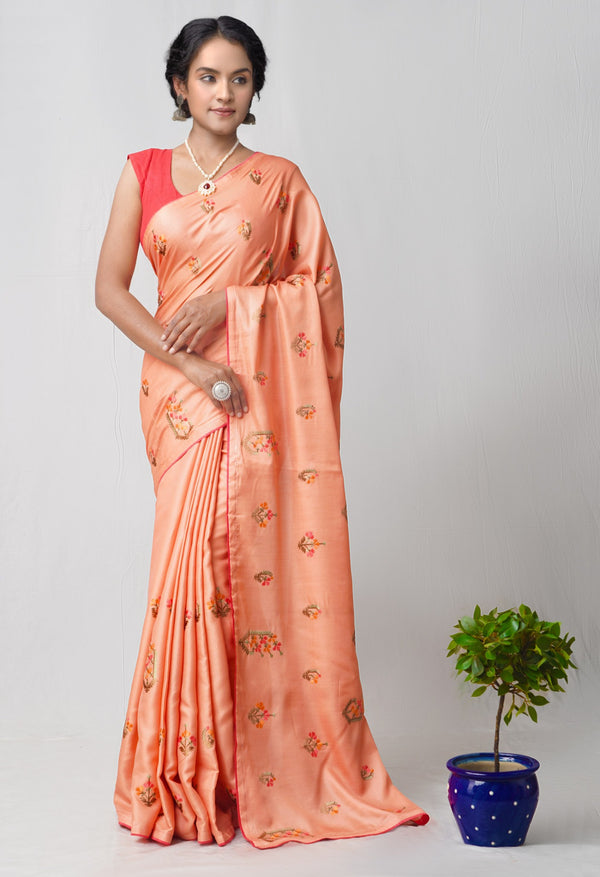 Online Shopping for Red  Bangalore Silk Saree with Embroidery from Karnataka at Unnatisilks.comIndia
