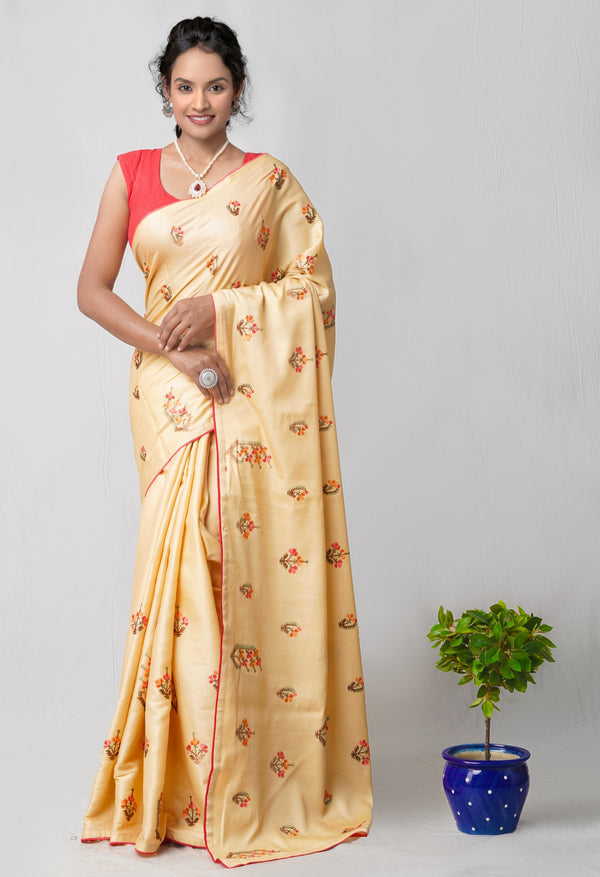 Online Shopping for Brown  Bangalore Silk Saree with Embroidery from Karnataka at Unnatisilks.comIndia
