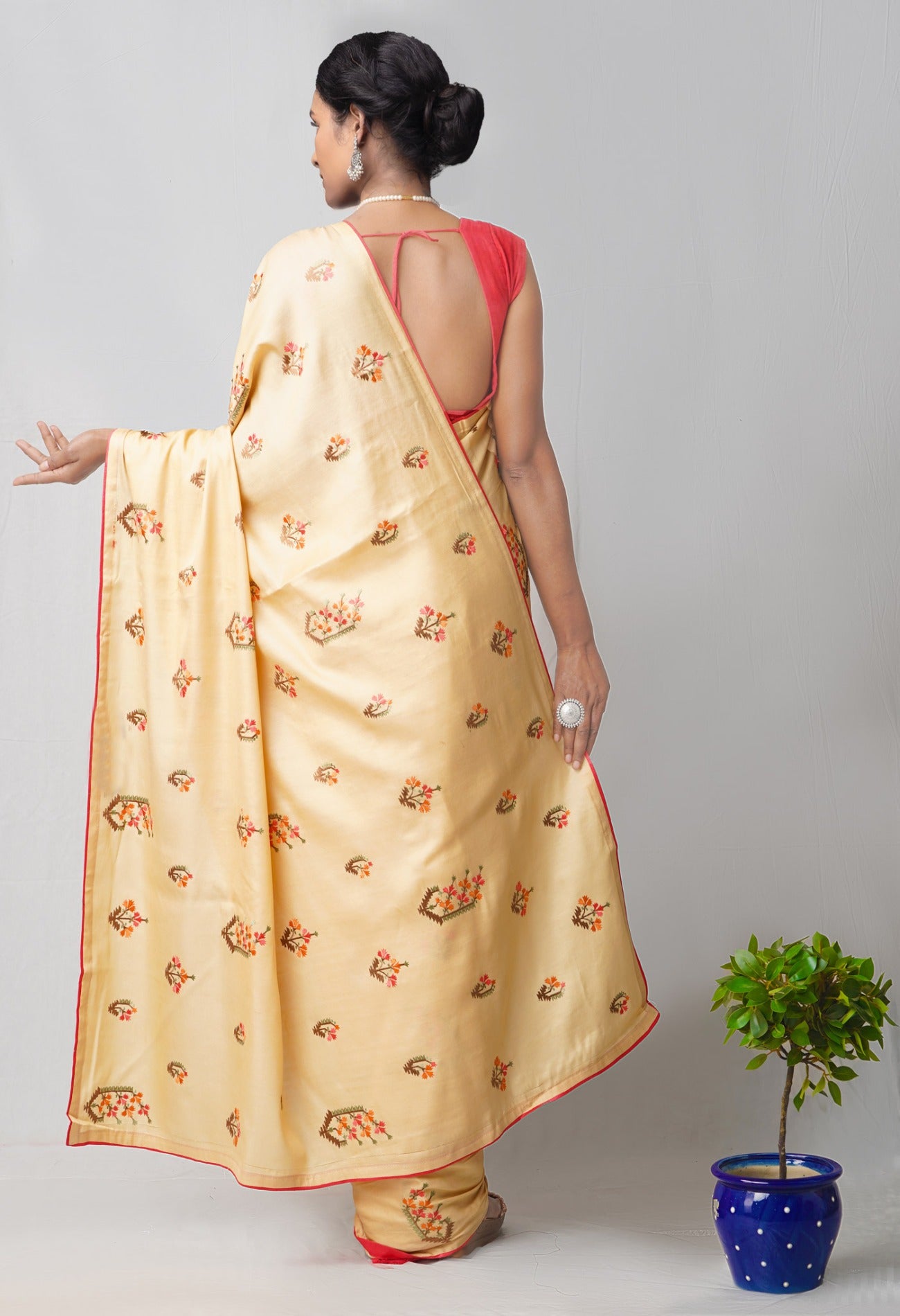 Online Shopping for Brown  Bangalore Silk Saree with Embroidery from Karnataka at Unnatisilks.comIndia
