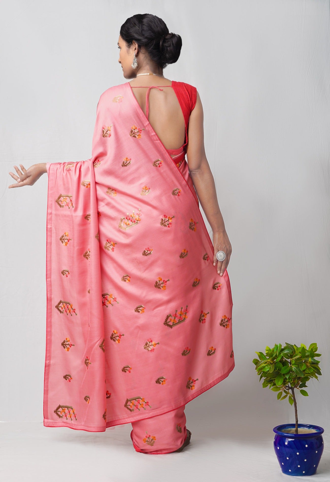 Online Shopping for Pink  Bangalore Silk Saree with Embroidery from Karnataka at Unnatisilks.comIndia
