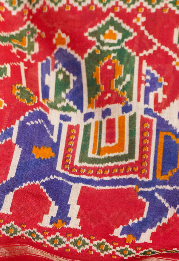 Blue Pure Patola Printed Chanderi Sico Saree