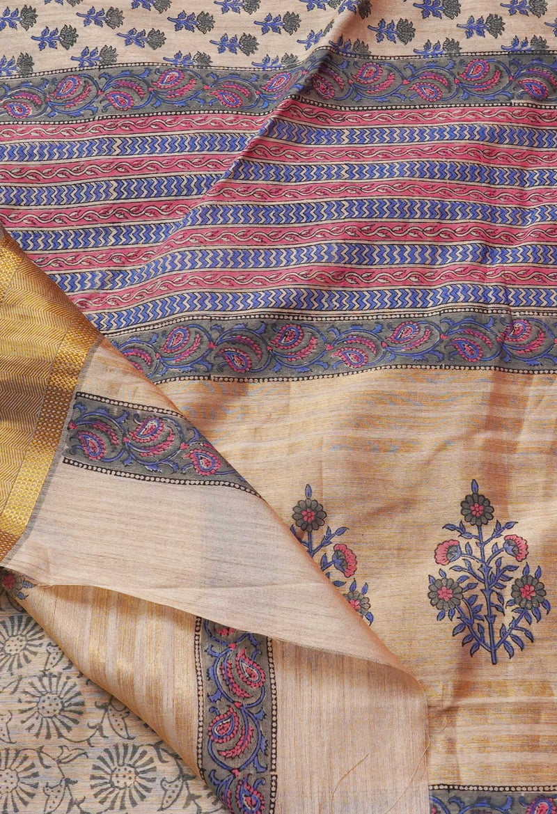 Online Shopping for Brown  Hand Block Printed Maheshwari Jute Sico Saree with Hand Block Prints from Madhya Pradesh at Unnatisilks.comIndia
