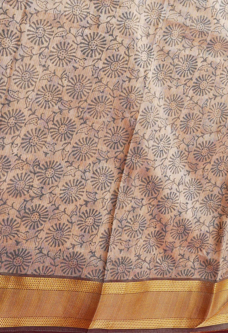 Online Shopping for Brown  Hand Block Printed Maheshwari Jute Sico Saree with Hand Block Prints from Madhya Pradesh at Unnatisilks.comIndia
