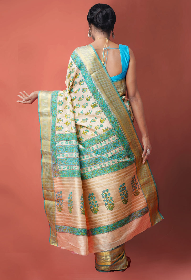 Online Shopping for Brown  Hand Block Printed Maheshwari Jute Sico Saree with Hand Block Prints from Madhya Pradesh at Unnatisilks.comIndia
