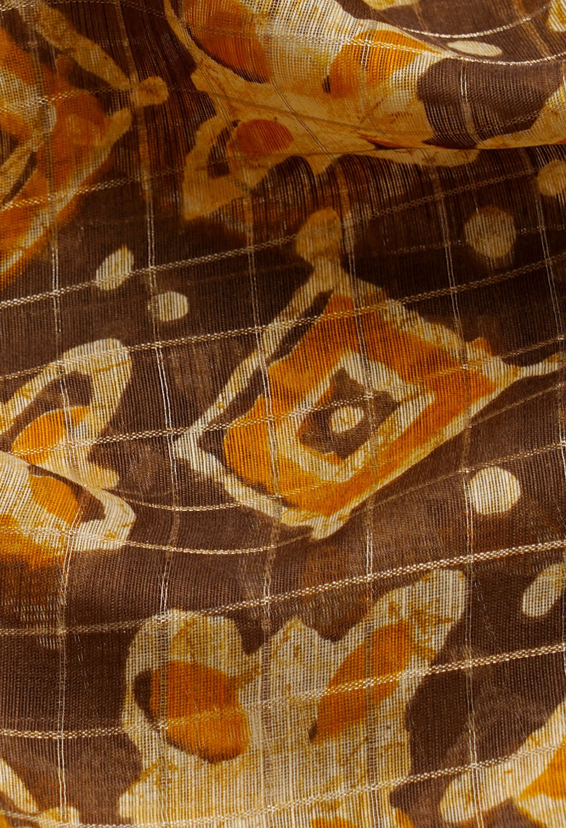 Online Shopping for Brown  Printed Art Chanderi Sico Saree with Fancy/Ethnic Prints from Madhya Pardesh at Unnatisilks.comIndia
