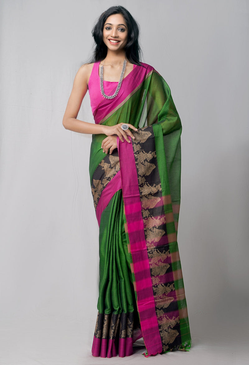 Green Pure Handloom Pavani Kanchi Cotton Saree