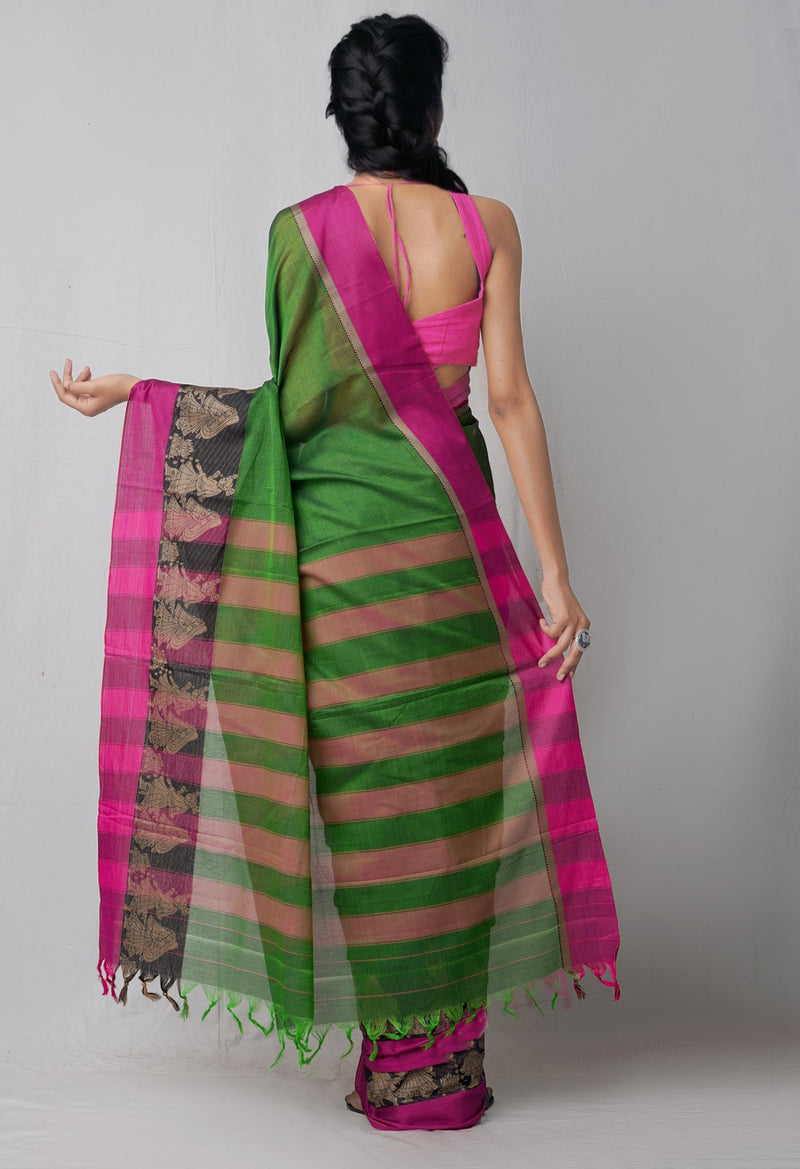 Online Shopping for Green Pure Handloom Pavani Kanchi Cotton Saree with Weaving from Tamil Nadu at Unnatisilks.comIndia
