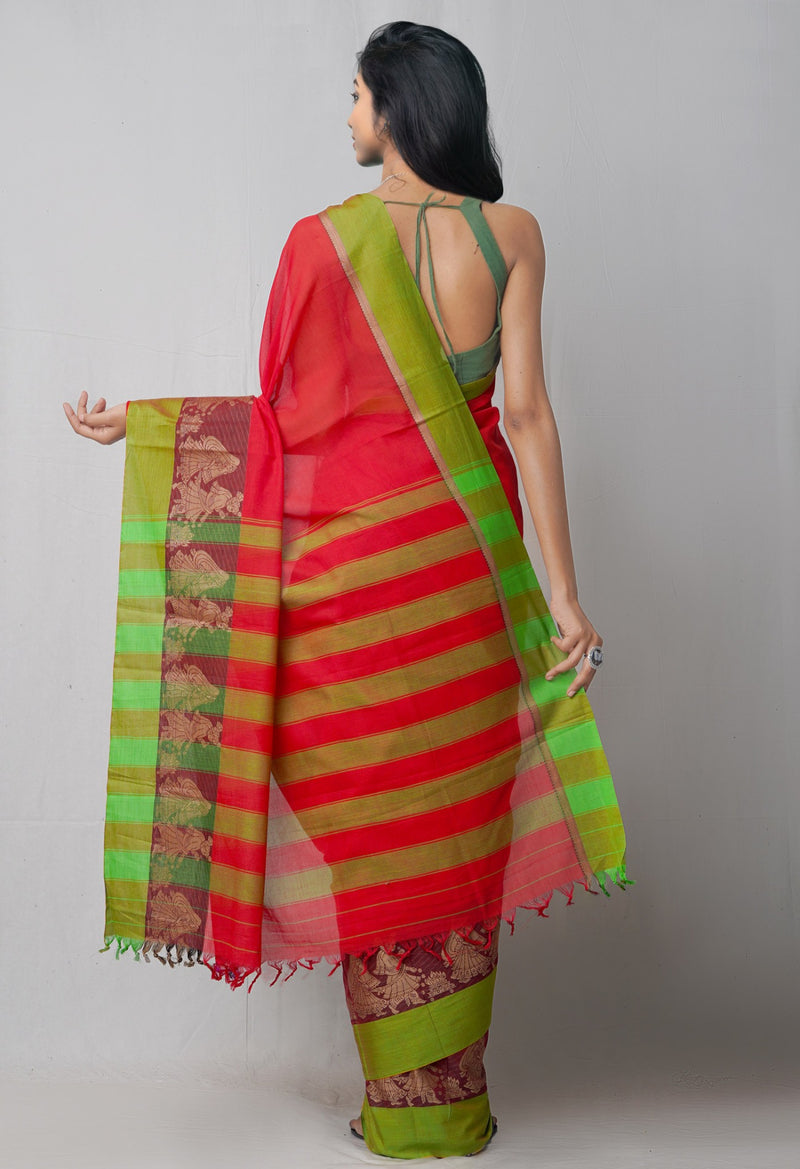 Online Shopping for Red Pure Handloom Pavani Kanchi Cotton Saree with Weaving from Tamil Nadu at Unnatisilks.comIndia
