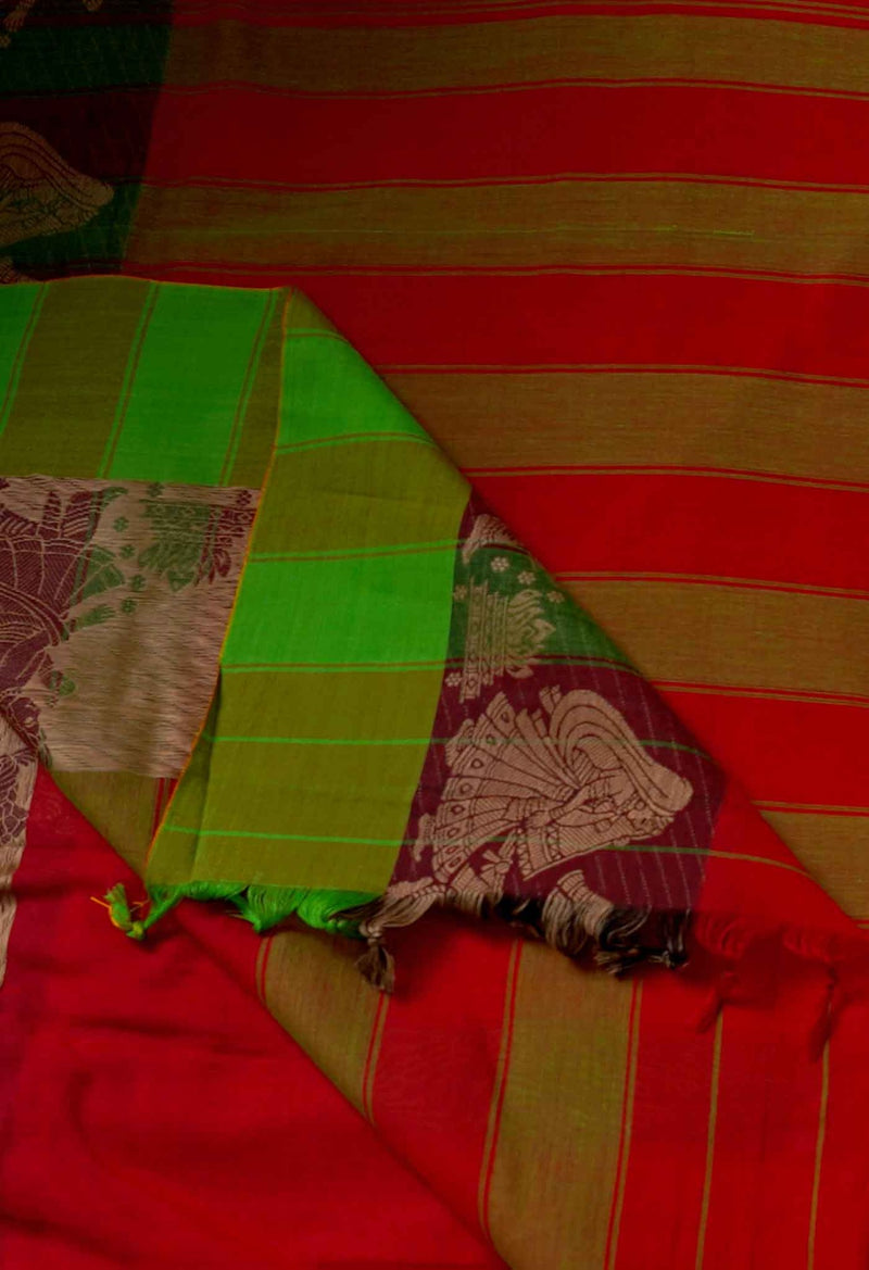 Online Shopping for Red Pure Handloom Pavani Kanchi Cotton Saree with Weaving from Tamil Nadu at Unnatisilks.comIndia
