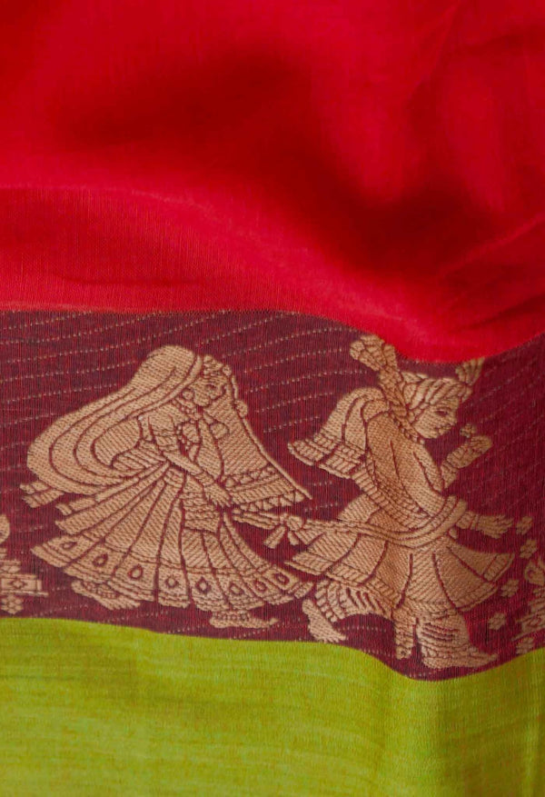 Red Pure Handloom Pavani Kanchi Cotton Saree