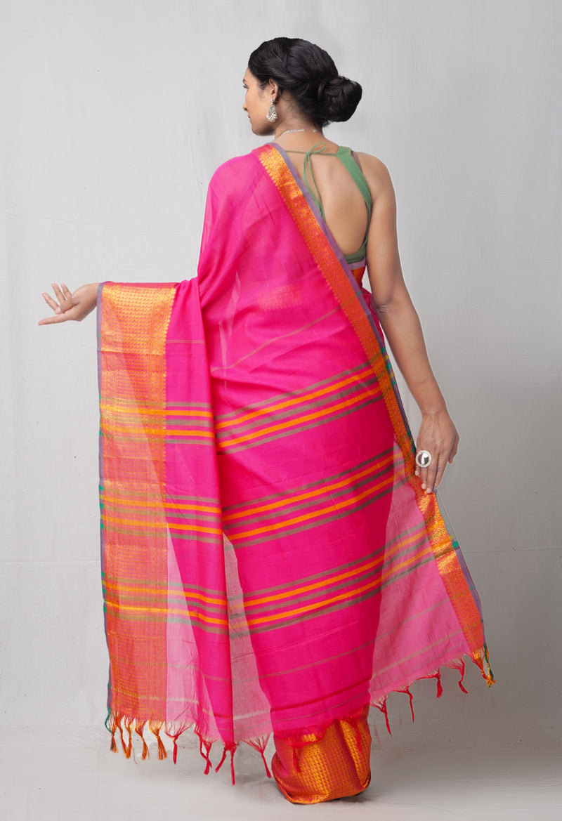 Online Shopping for Pink Pure Handloom Pavani Narayanpet Cotton Saree with Weaving from Tamil Nadu at Unnatisilks.comIndia
