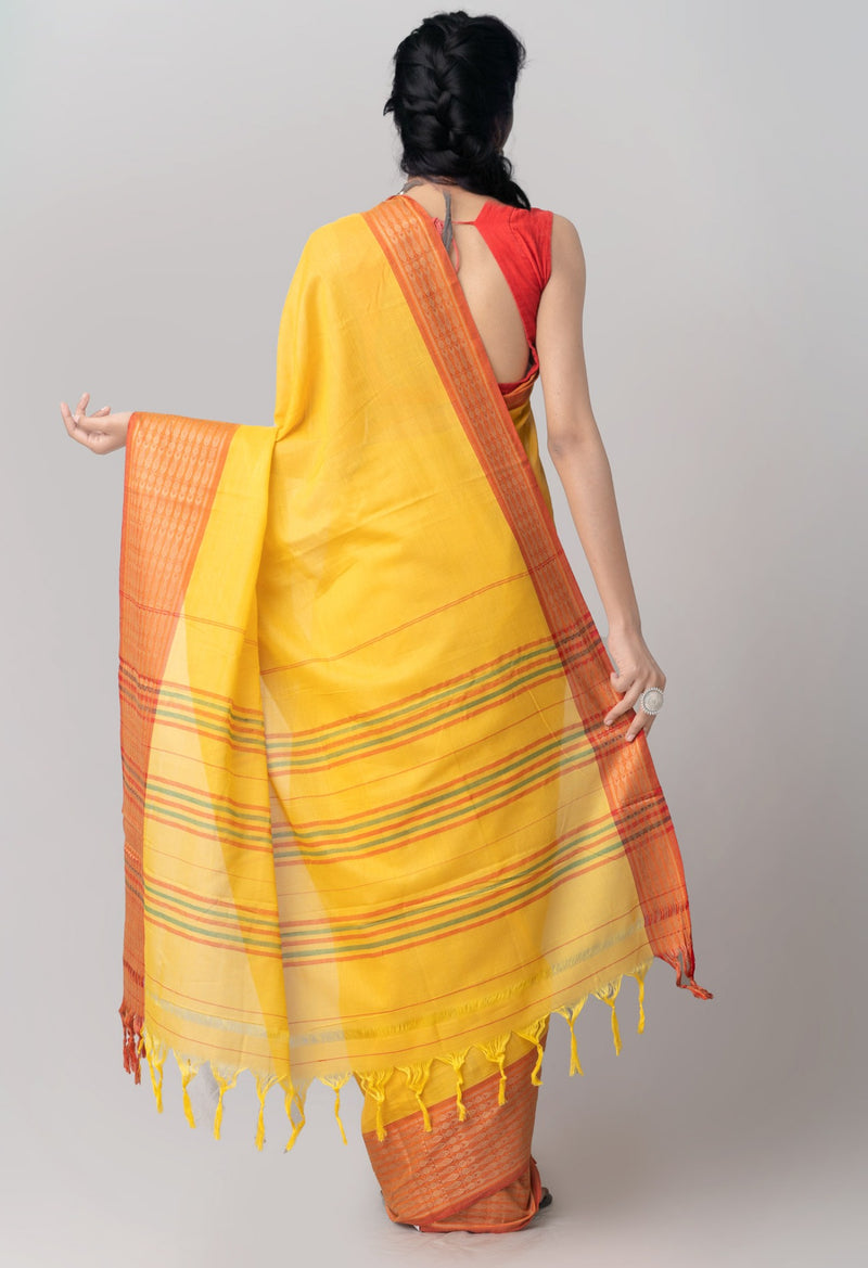Online Shopping for Yellow Pure Handloom Pavani Kanchi Cotton Saree with Weaving from Tamilnadu at Unnatisilks.comIndia

