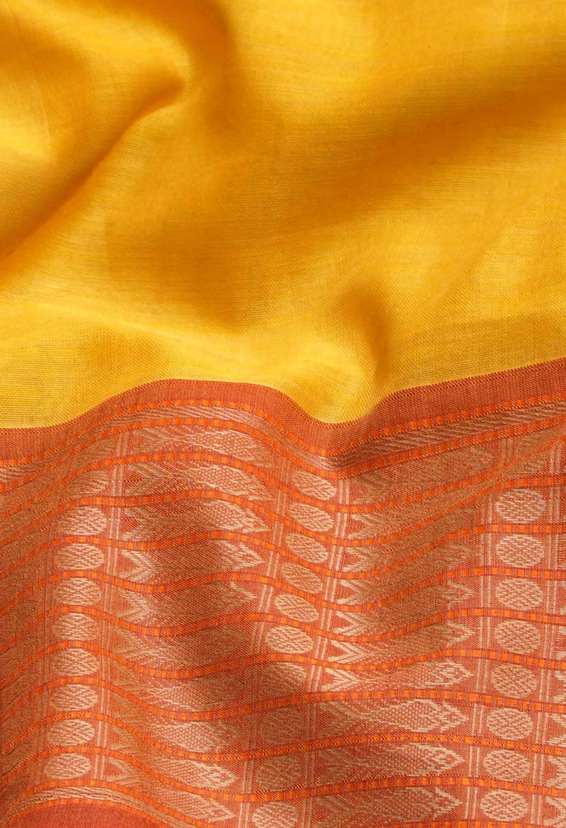 Yellow Pure Handloom Pavani Kanchi Cotton Saree